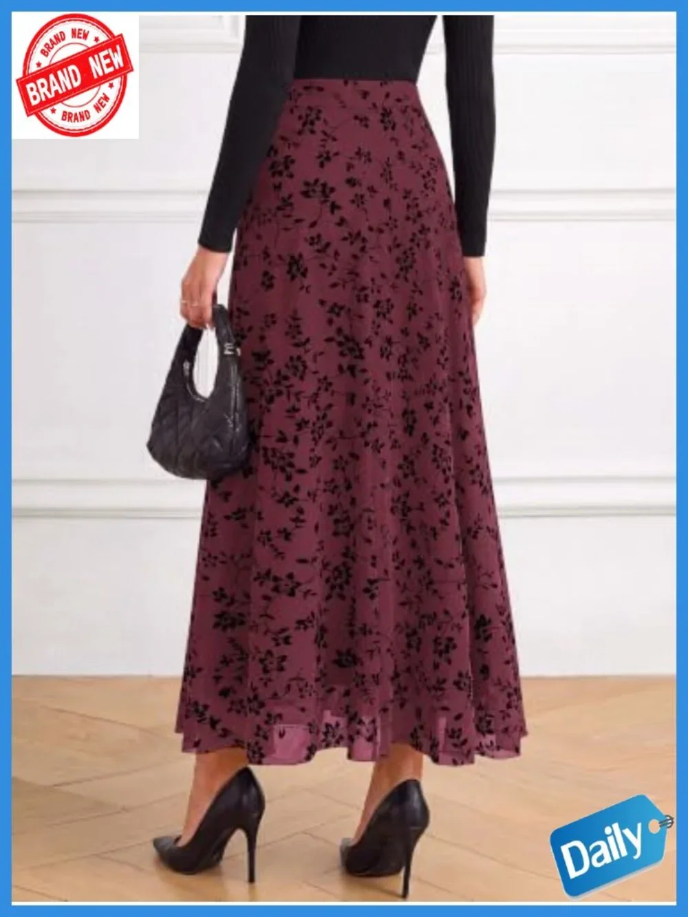 Womens Floral Mesh Maxi Skirt High Waisted A-Line Tulle Skirt Layered Long - Picture 2 of 6